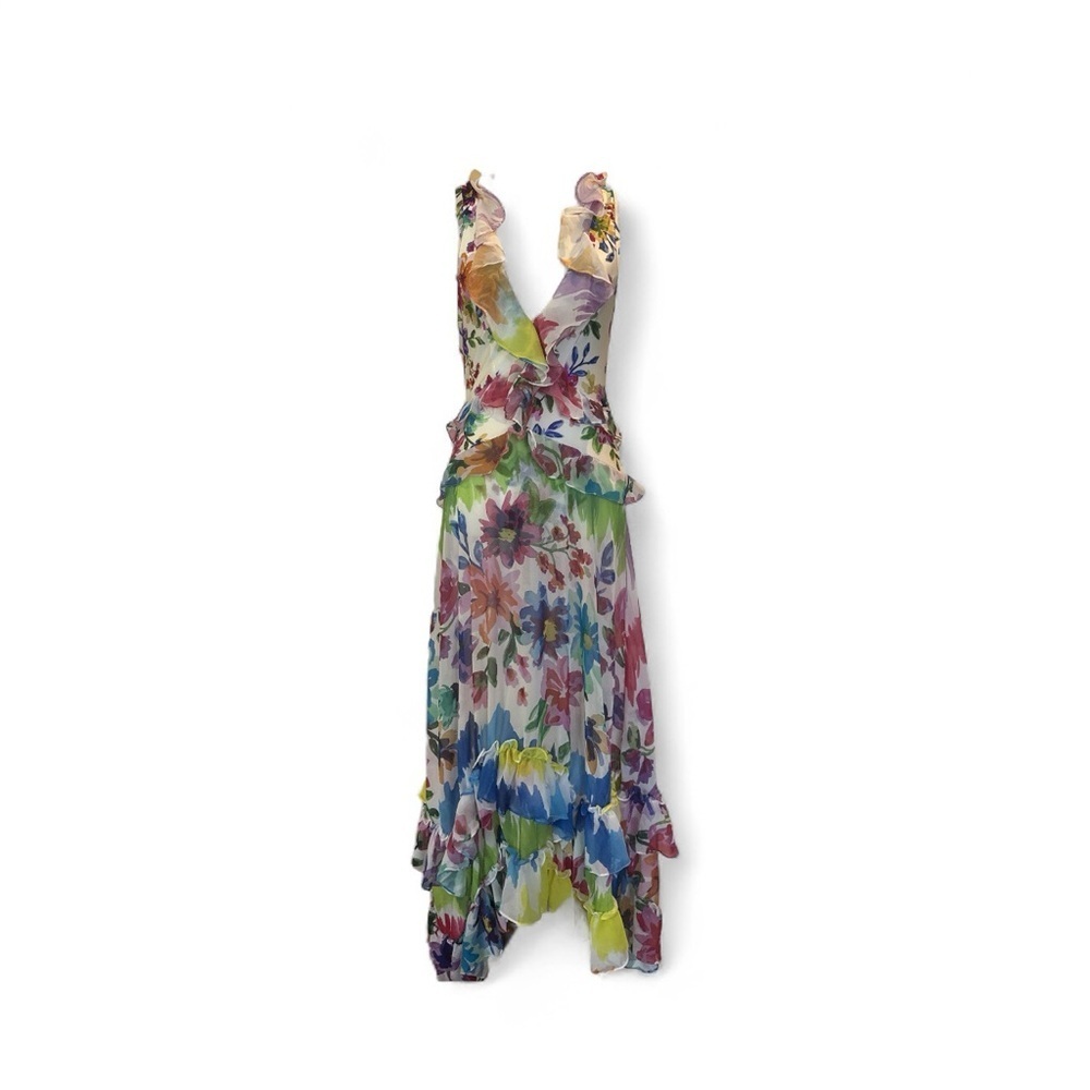 PatBO Bloom Maxi Dress NWT Small Multicolor Ruffle Hem Floral Vacation Resort - Picture 8 of 16